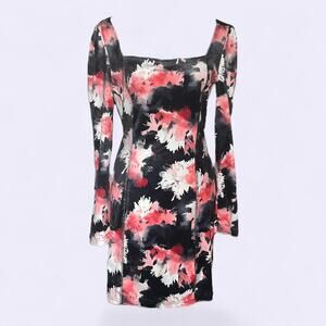Abstract Floral Bodycon Dress - Size Medium - SAMPLE DEADSTOCK